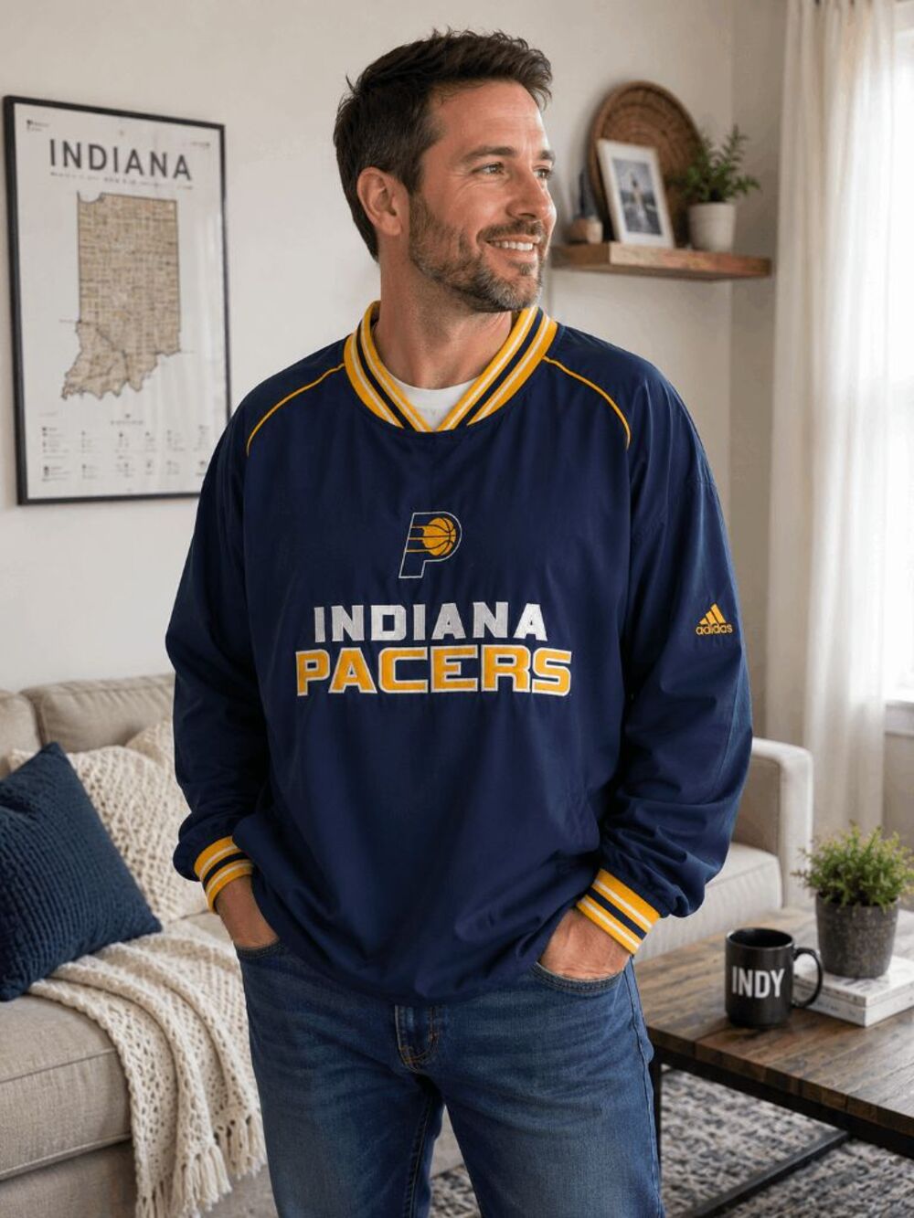 Pro Player adidas Windbreaker Jacket Men's Sz XXL NBA Indiana Pacers Logo Pullov